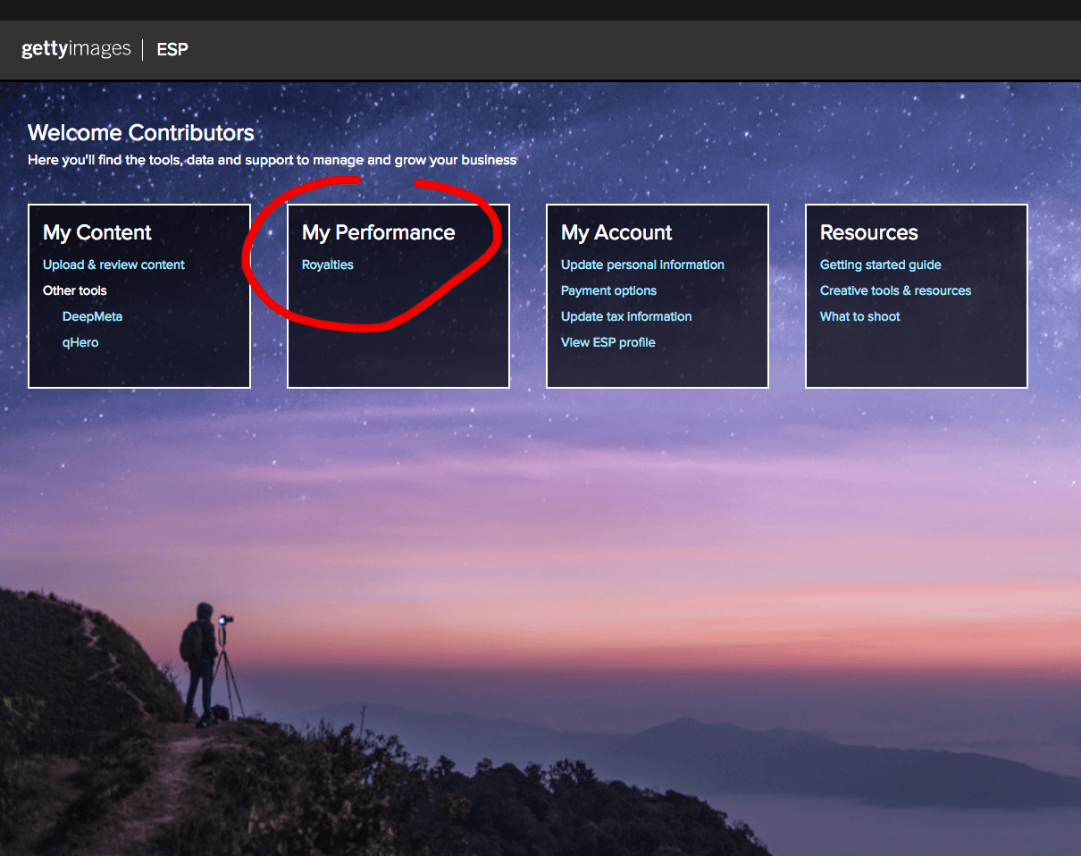 Navigate to My Performance then Royalties
