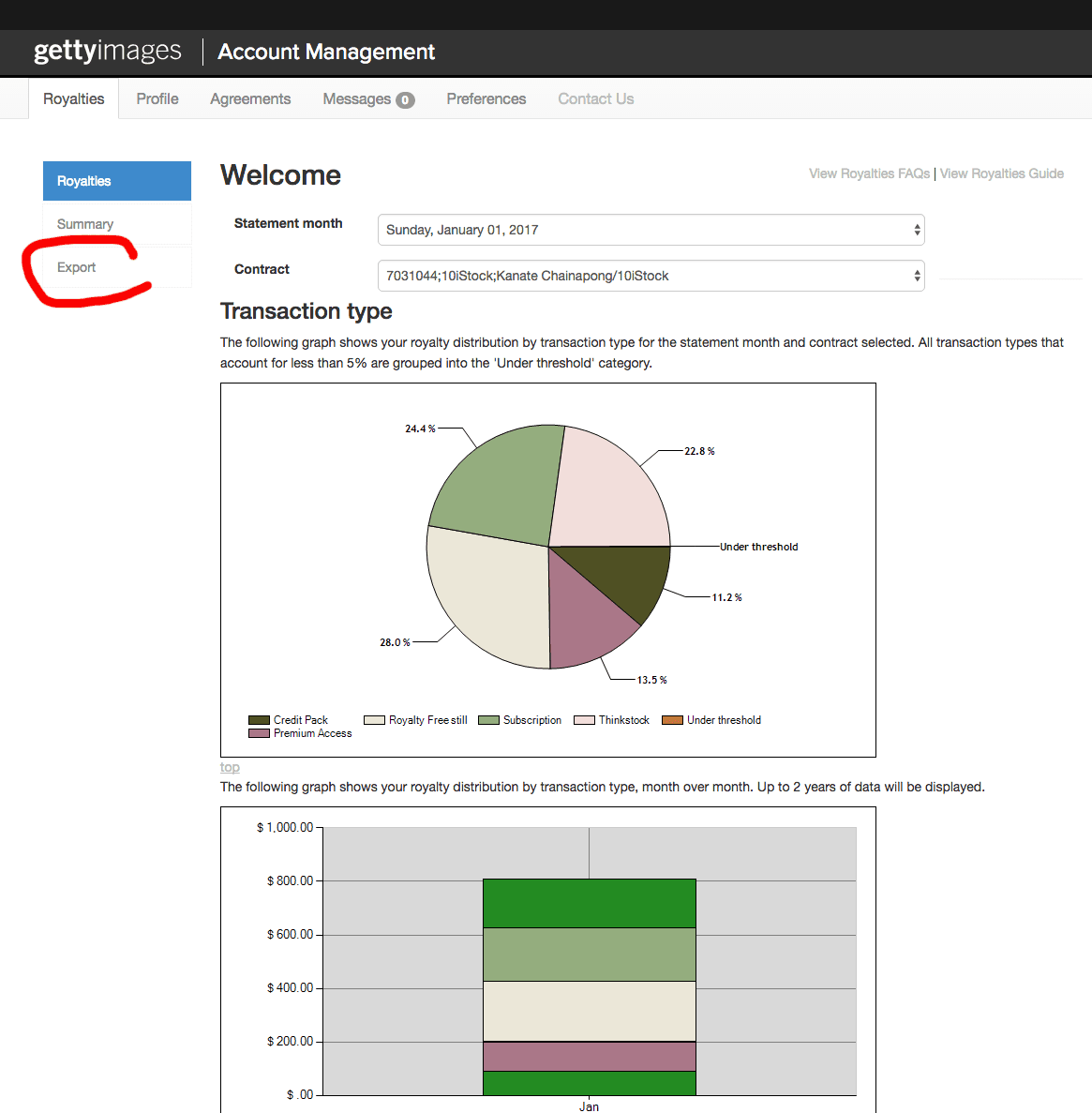 Click the Export button