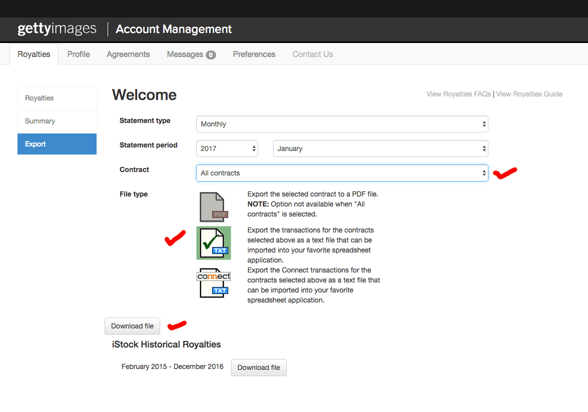 Download the royalty file